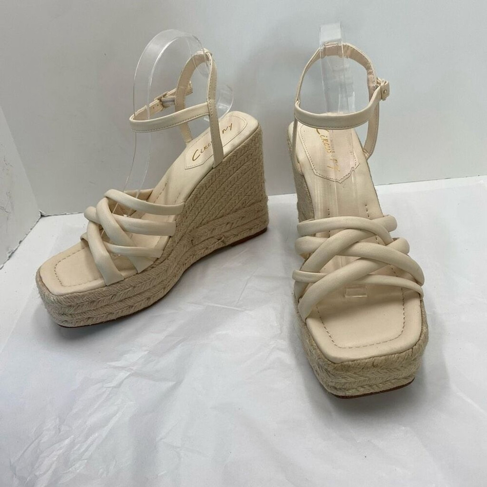 Circus NY Irene Strappy Espadrille Platform Wedge Sandals Women’s 9.5 Cream